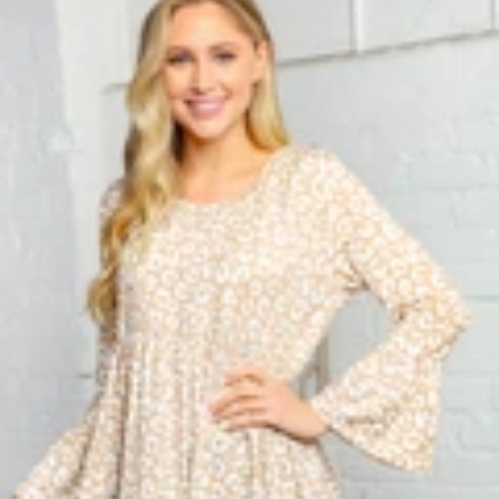 SALE!!  Taupe Animal Print Tunic Blouse -   MADE IN CALIFORNIA